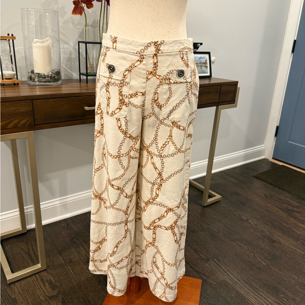 The Colette Cropped Chain Print Wide-Leg Pants